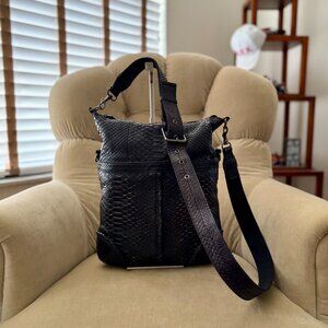 VTG Auth BYRON NEW YORK Genuine Python Slouchy Crossbody Bag